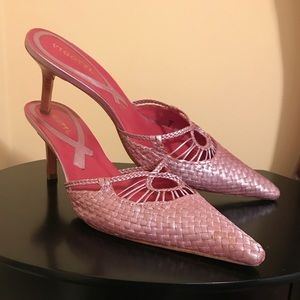 Leather kitten heels mules